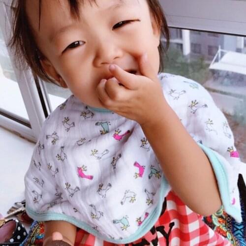 Cartoon Breathable Bibs&Burp Cloths Comfortable Durable 6 Layers Gauze Towel Cotton Multifunctional Burping Towel Bib 50*26cm