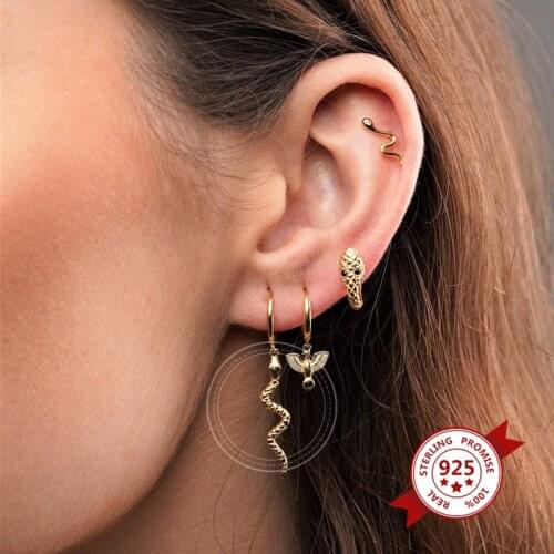 Snake/Starfish/Star Zircon Gold Earrings for Women 925 silver Geometric Hoop Earrings Huggie Jewelry Wedding Bijoux Brincos A30