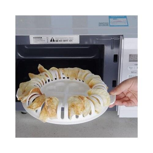 1PC DIY Microwave Oven Baked Potato Chips Roaster Potato Chips Cutting Device For Kitchen Plastic Homemade Machine OK 0406