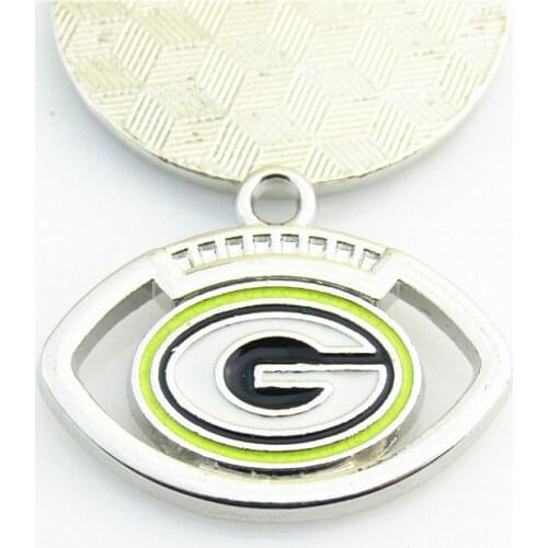 10pcs Alloy Enamel Football Packers Team Dangle Charms Pendant Fit DIY Earrings Bracelet Necklace Making