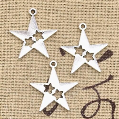 15pcs Charms Hollow Star Cut 33x32mm Antique Making Pendant fit,Vintage Tibetan Silver color,DIY Handmade Jewelry