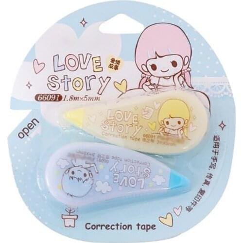 2Pcs/set 5MM*1.8M Cute Mini Correction Tape With Cap, Portable Student Altered Tape White Out Corrector Stationery Supplies Gift