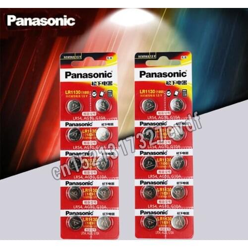 20pcs/lot Panasonic Battery Cell 1.5V AG10 LR1130 Alkaline Button Battery AG10 389 LR54 SR54 SR1130W 189 LR1130 Button Batteries