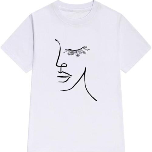 2021Newest Funny Design Printed T-Shirt Face Abstract Women T shirt Casual Fashion tees Vintage Ulzzang Harajuku Short Sleeve