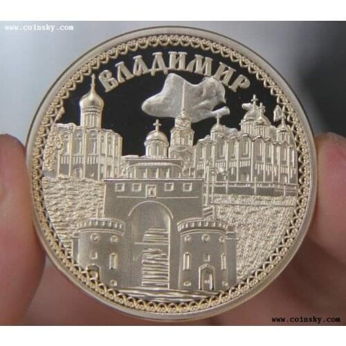 40mm Russia Vladimir City gold Plated Souvenir Coin Medal
