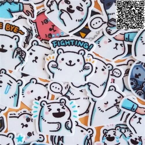 40 pcs waterproof Cute little white bear sticker for Wall decor fridge motorcycle Bike laptop car stickers figure toys no repeat