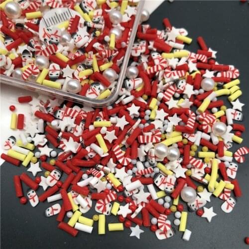 50g Christmas Polymer Clay Sprinkle With Pearl For Kids Diy ,Soft Clay For Craft Clay/Nail Art/Scrapbook Decoration, Filler