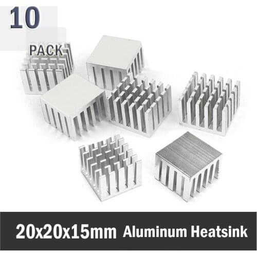 10Pcs Gdstime Cooling Accessories DIY Heatsink CPU GPU IC Memory Chip Aluminum Heat Sink Extruded Cooler Radiator 20x20x15mm
