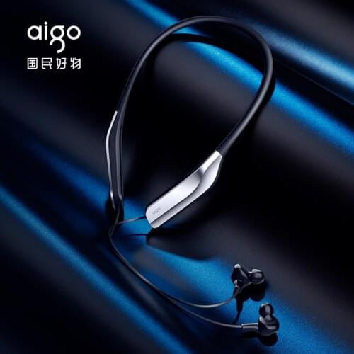 Aigo MP3-602 Wireless Bluetooth Neck-Mounted Headphone Plug-in Memory Card MP3 Digital Player Waterproof Magnetic Headset
