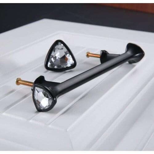 1Pcs Black Crystal Knobs Cabinet Handles Single hole/96MM Drawer Knobs Wardrobe Pullers with Screws Hardware