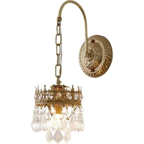 French K9 Crystal Wall Lamp Vintage Bedroom Living Room TV Background Wall Corridor Led Bedside Wall Fitting