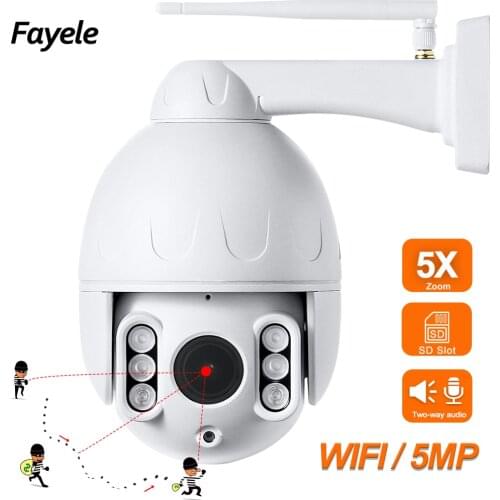Home Security 5MP Wireless WIFI PTZ Camera Auto Tracking 5X ZOOM Humanoid Detection MINI IP Camera Metal Dome IR 50m 2way Audio