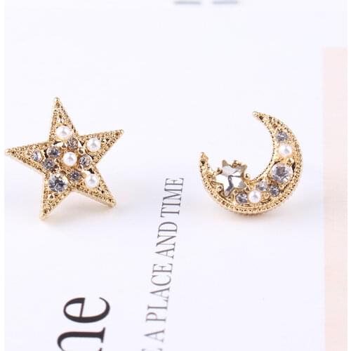 TODOX New Earrings For beauty romance Women Retro Geometric star moon Crystal Acrylic earpins Female Elegant gifts party Jewelry