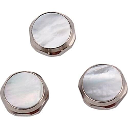 3 Pieces Alloy Shell Inlays Trumpet Finger Buttons Brass Instrument Accessories, White