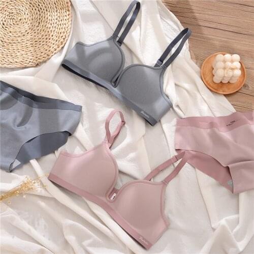 Wriufred One piece non-marking gathered no steel ring no empty cup lingerie set plus size special breastfeeding bra panty set