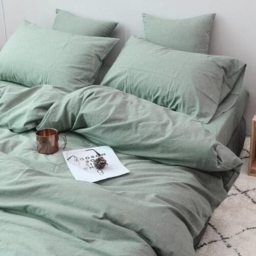 Japanese Style light green Wash cotton 3pcs duvet cover sets(1pcs duvet cover+2pcs pillowcase)/100% cotton bedding sets