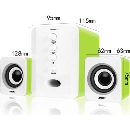Kuulee SADA Full Range 3D Stereo Subwoofer 2.1 Small PC Speaker Portable Bass Music DJ USB Computer Speakers for Laptop Phone TV