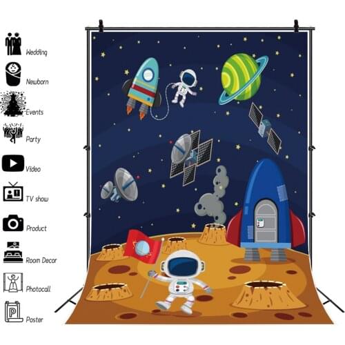 Laeacco Universe Space Station Planet Child Birthday Astronaut Photographic Backdrop Personalized Poster Background Photo Studio