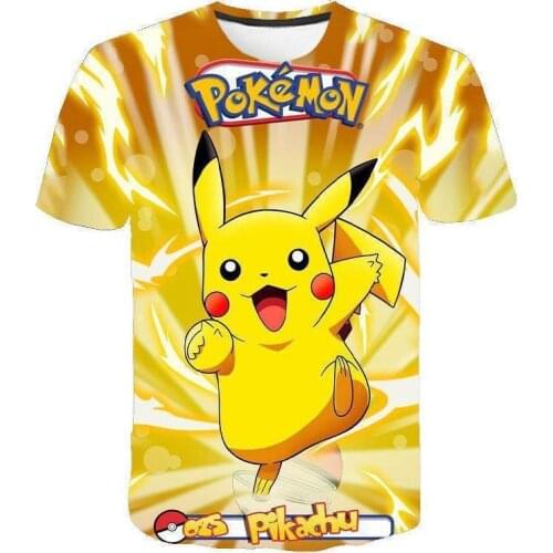 Pokemon Pikachu Pokémon Summer Children Cartoon 3DT Shirt Fashion Boys And Girls Animation Game Hip-hop Clothing Short Sleeves