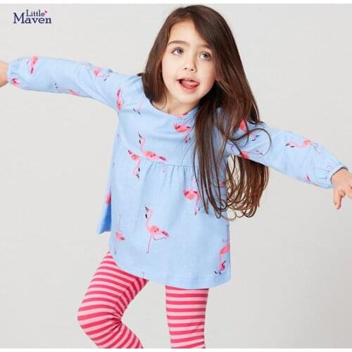 Little Maven Brand Baby Girl Clothes 2020 Autumn New Cotton Tops Animal Print T Shirt Toddler Clothes for Kids 2-7 Years 51800