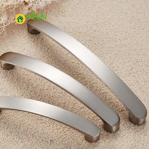 Metal Furniture Cabinet Handle Silver Brushed 96/128/160 Aluminum For Drawer Dresser Cupboard Wardrobe Bathroom Door Pull