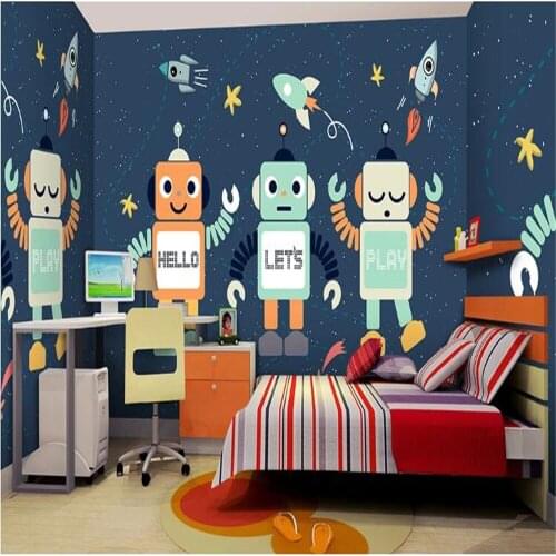 Milofi custom 3D wallpaper wallpaper cartoon hand-painted robot background wall decoration painting