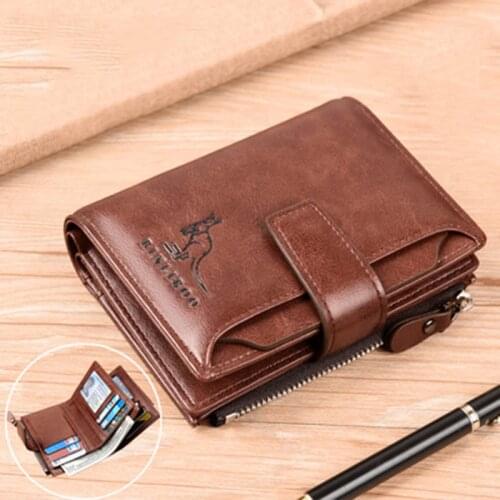 2021 Fashion Mens Coin Purse Wallet RFID Blocking Genuine Leather Wallet Zipper Business Card Holder ID Money Bag Wallet Male