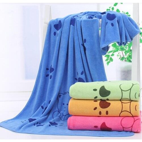 Soft Pet Dog Cat Superfine Fiber Bath Towel Fast Dry Cartoon Puppy Absorbent Hair Washcloth Super Large Supplies Multi-Function