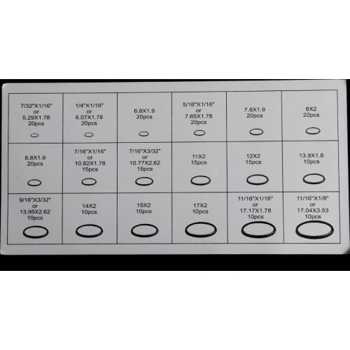 270Pcs 18 Sizes Kit A/C System Air Conditioning HNBR O Rings Auto Repair Kit