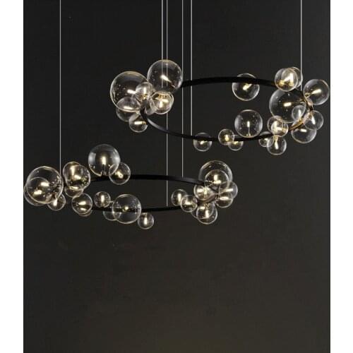 Nordic LED novelty glass bubble chandelier modern dining room lamp bedroom lamp simple home living room chandelier lighting