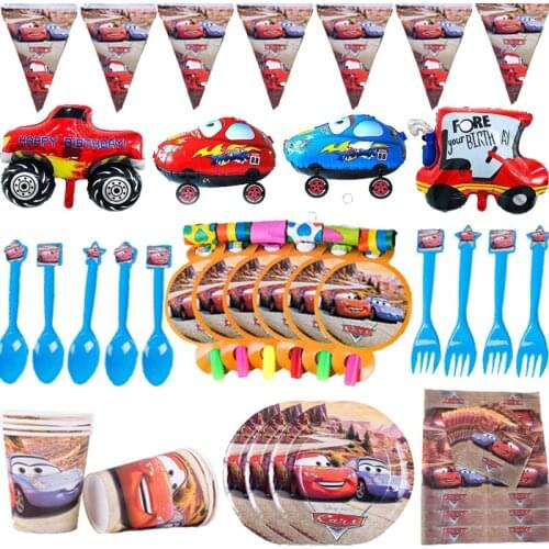 New Disney Car Mobilization Theme Party Disposable Tableware Child Boy Lightning McQueen Birthday Party Decorations Supplies