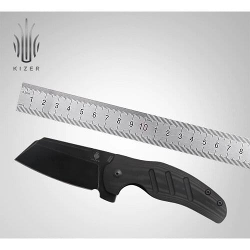 Kizer pocket knife KI4488A3 C01C 2020 new black stonewashed blade knife with carbon fiber handle folding cleaver knife