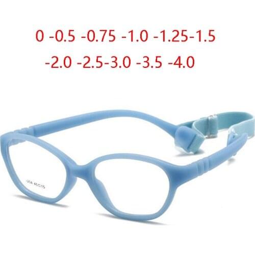 Silicone without Screws Short-sight Glasses Frame Boy Girl Blue Light Blocking Prescription Eyeglasses 0 -0.5 -0.75 -1.0 To -4