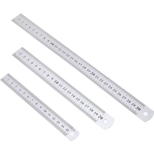 3Pcs Precision Steel Straight Ruler Double Side Metric Imperial Standard Ruler Student Measure Drafting Scale Tool 15/20/30cm