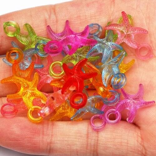 20x14mm Starfish Shape Transparent Loose Spacer Beads 30pcs/Lot Mixed Colorful Acrylic Beads For Jewelry Making DIY Accessories