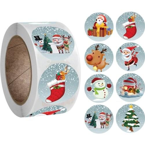 Merry Christmas Kraft Handmade Sticker Card Box Package Thank You Label Sealing Stickers Halloween Stickers Decor Party Supplies
