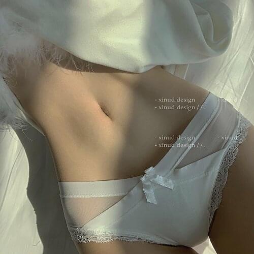 06 Mesh Low Waist Cotton Panties Female Underpants Sexy Panties for Women Briefs Underwear Plus Size Transparent Pantys Lingerie