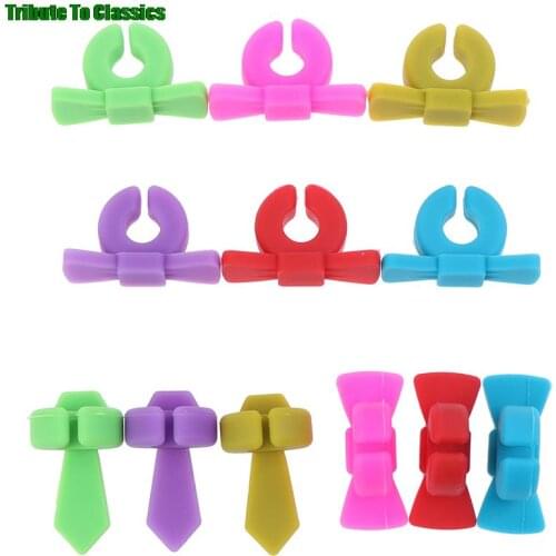 Silicone Wine Glass Marker Creative Bowknot Design Drink Charms Label Mark Glass Identification Perfect for Parties 6PCS