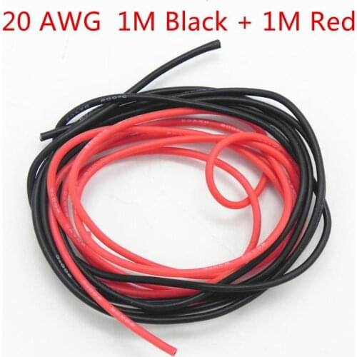 50 sets/lot 20/22AWG Silicone Wire / Silica Gel Wire / Silicone Tinned copper Cable high temperature 1M Black+1M Red