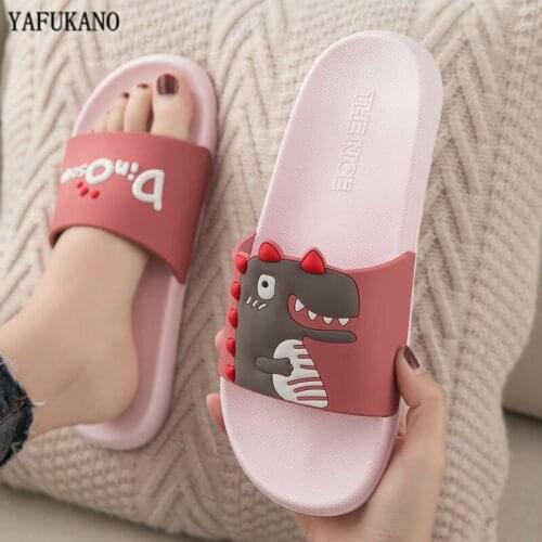 Summer Slides Women Slippers Cartoon Dinosaur Thick Bottom Beach Slides Bathroom Slide Sandals Women Men Couple Girls Boys Shoes