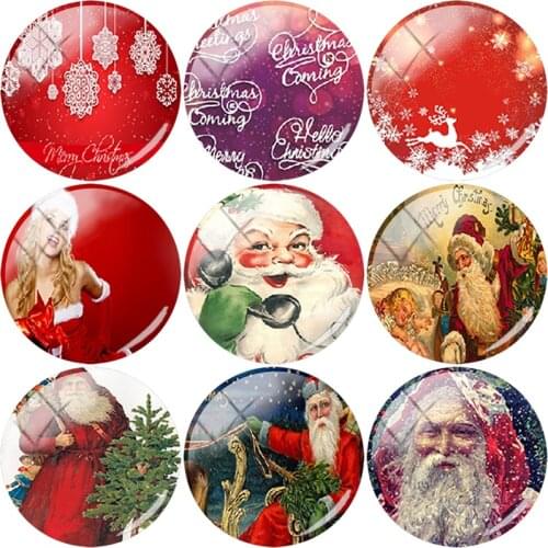 TAFREE NEW Merry Christmas tree Santa Claus elk 12/15//16/18//20//25 mm Glass Cabochon Dome Flat Back DIY Jewelry Making J180