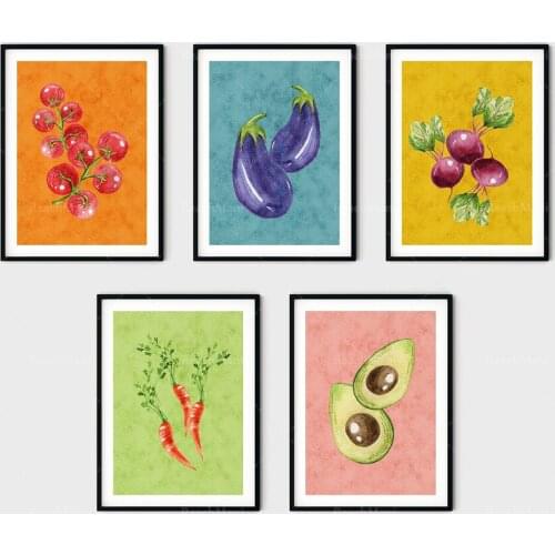 Color art pop fruits and vegetables decoration kitchen home unique poster