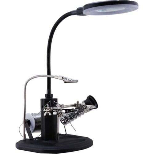 BEST-308L Repair table magnifying glass with iron frame tin wire frame welding workbench Magnifier with auxiliary clip for phone