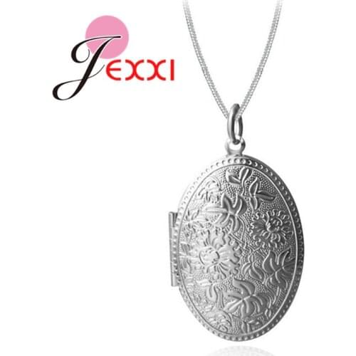 Vintage Photo Locket Necklace 925 Sterling Silver Jewelry Pendant Necklace Women Gift Free Shipping