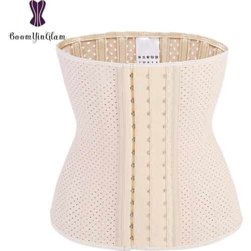 Breathable 3 Hooks 25 Steel Bone Corset Waist Cincher Shaper Slim Modeling Strap Women Sportwear Latex Waist Trainer 948