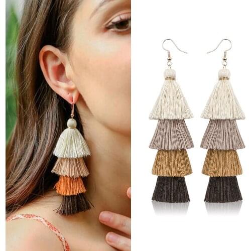 HOCOLE Bohemian Long Tassel Earrings For Women Za 2019 Fashion Statement Fringed Multi Layer Drop Dangle Earring Pendant Jewelry