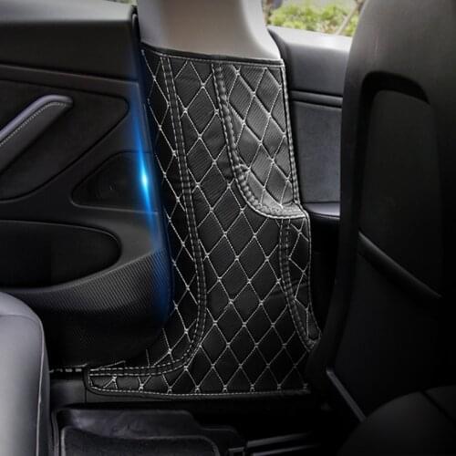 Foal Burning 2PCS/Set Car internal leather B column protection Non-slip mat Car Anti-dirty Pad Anti kick mat for telsa model 3