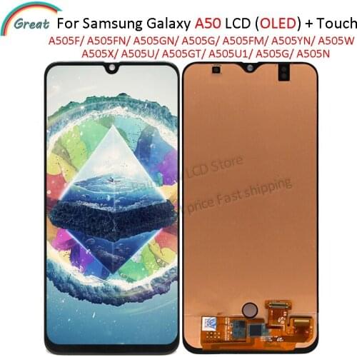 OLED For Samsung Galaxy A50 Display With Frame A505GT/DS A505FD LCD Touch Panel Screen Digitizer For Samsung A50 A505 Pantalla
