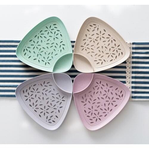 1 Pc Wheat Straw Food Dish Utensils Dinner Tray Tableware Dumplings Sushi Meal Plate Easy To Clean Kitchen Tool Random Color