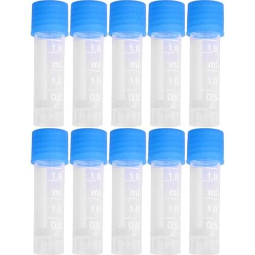10Pcs/set 1.8ml Lab Plastic Frozen Test Tubes Vial Seal Cap Container for Lab